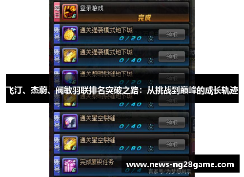 飞汀、杰蔚、阀敏羽联排名突破之路：从挑战到巅峰的成长轨迹